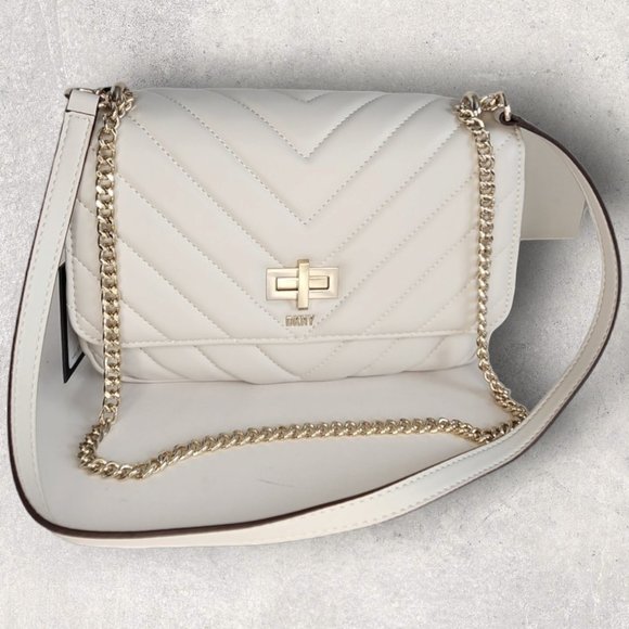 DKNY Ivory Quilted Veronica Shoulder Bag with Turn Lock - NWT - Picture 6 of 7